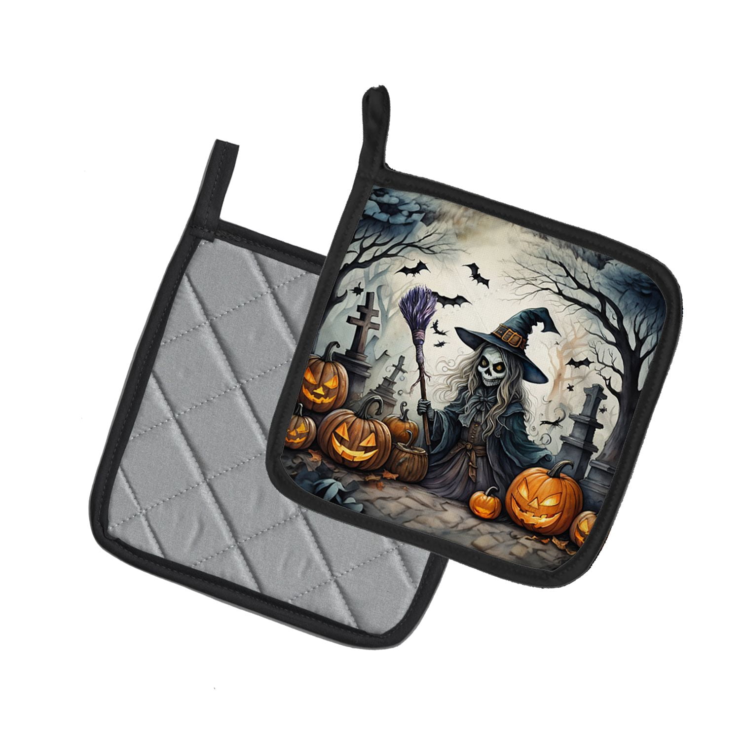 Halloween Pair of Pot Holders 7.5x7.5 Inch Heat Resistant Kitchen Decor