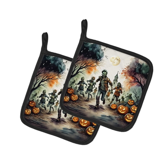 Halloween Pair of Pot Holders 7.5x7.5 Inch Heat Resistant Kitchen Decor
