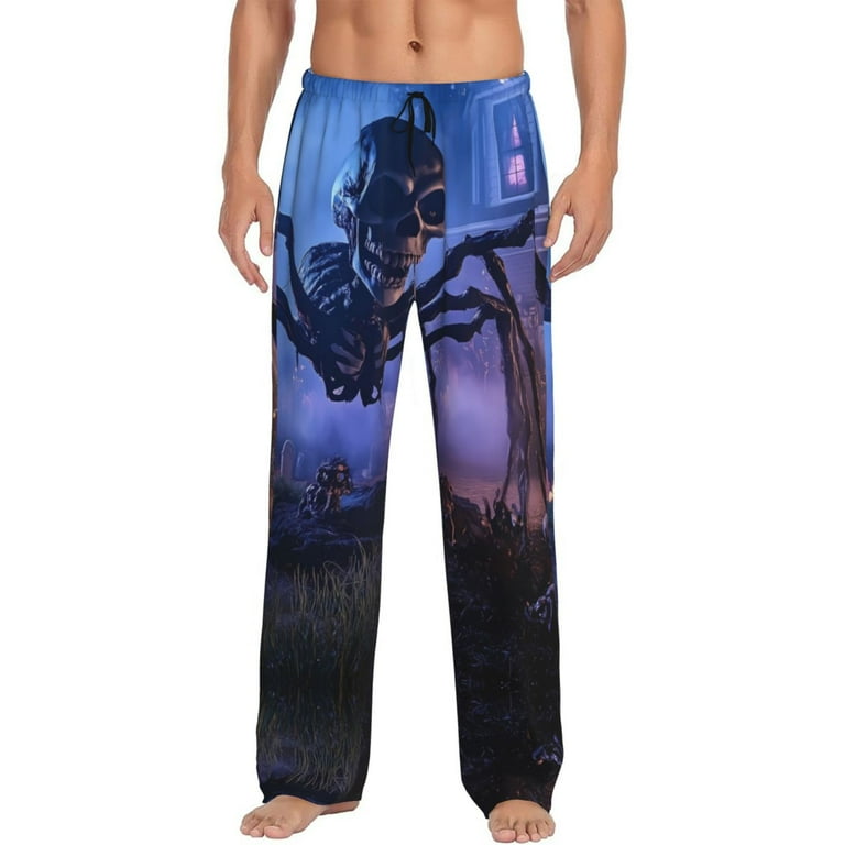 Halloween Pajama Pants Halloween Skeleton Spider Mens Pajama Pants Bottoms with Pockets Soft Comfort Sleep Pants for Men Mens Pj Pants Lounge Pants Walmart