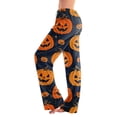 thumbnail image 1 of Halloween Pajama Pants for Women, Cute Neon Ghost & Pumpkin Graphic Lounge Bottoms with Adjustable Drawstring Waist, Soft Breathable Sleep Trousers, 1 Pair Yellow L, 1 of 5