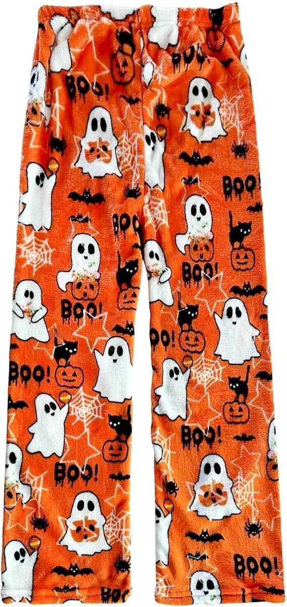 Halloween Pajama Pants for Women Men Couples Flannel Pjs Pants Fuzzy