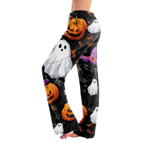 Halloween Pajama Pants Women Print Lounge Pants for Women, Soft Pj Pants Comfy Elastic Waist Sleepwear, Womens Halloween Pj Pants, Cozy Pajama Pants for Fall & Holiday