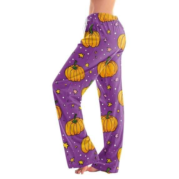 Halloween Pajama Pants Women Print Lounge Pants for Women, Soft Pj Pants Comfy Elastic Waist Sleepwear, Womens Halloween Pj Pants, Cozy Pajama Pants for Fall & Holiday