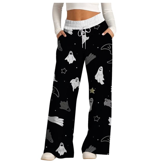 Halloween Pajama Pants Women Pumpkin Skull Ghost Print Pajamas Cute Funny PJ's Women's Jammies PJs
