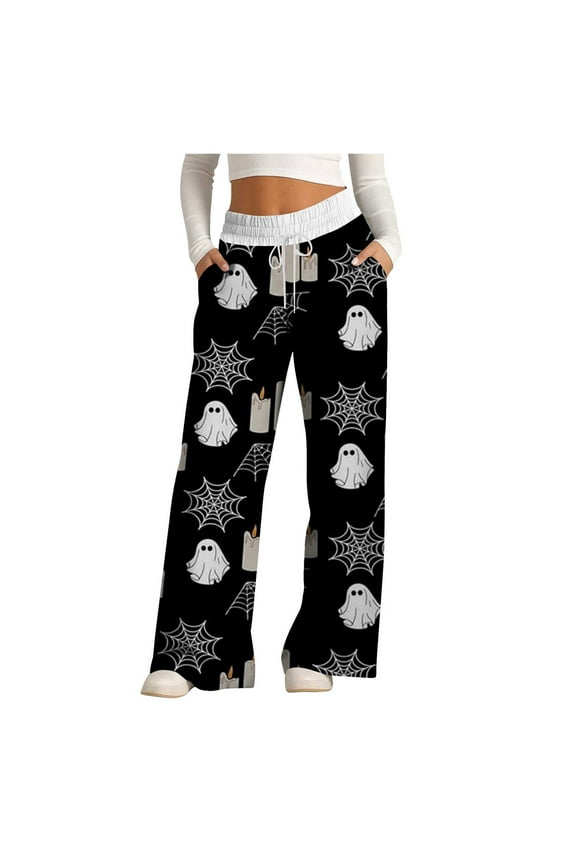 Halloween Pajama Pants Women Pumpkin Skull Ghost Print Pajamas Cute Funny PJ's Women's Jammies PJs