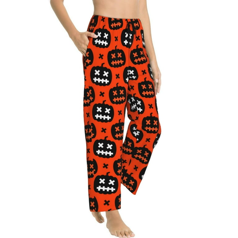 Halloween Pajama Pants Women cute pumpkins halloween fun Pajama Pants for Women with Pocket Long Comfy Women s Pajama Bottoms Soft Pj Pants Lounge Pants Women Sleepwear Walmart