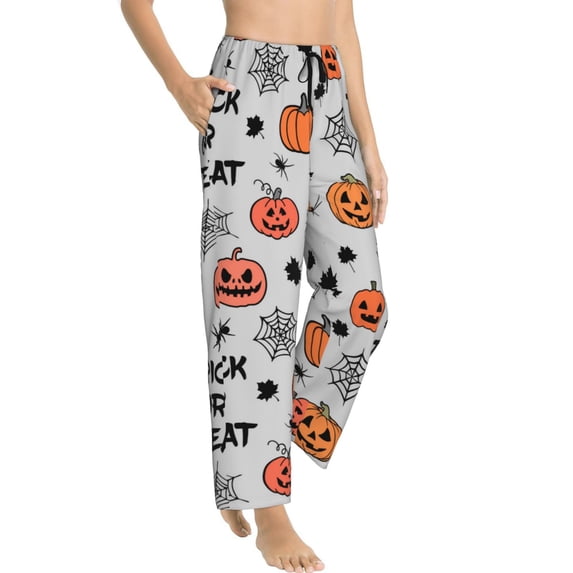 Halloween Pajama Pants Women, pumpkin halloween cartoon Halloween Costumes Sweatpants Soft Sleep Lounge Pants, Casual PJ Bottoms Pants with Pockets