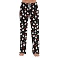 thumbnail image 1 of Halloween Pajama Pants Women's Drawstring Lounge Bottoms, Cute Ghost & Pumpkin Print Loose Fit Sleepwear Trousers, Soft Elastic Waist Leggings, 1 Pc Black L, 1 of 5