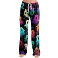 thumbnail image 1 of Halloween Pajama Pants for Women Bat Pumpkin Wide Leg Spooky Sleep Pants Witch Hat Castle Drawstring Horror Pajama Pants, M, 1 of 5