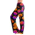 thumbnail image 1 of Halloween Pajama Pants for Women Cute Patterned Jogger Cinch Bottom Casual Wide Leg Sweat Pants with Pockets, 1 of 6