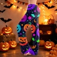 thumbnail image 1 of Halloween Pajama Pants for Women Funny Pumpkin Print Drawstring Stretch Comfy Sleep Pants, 1 of 6