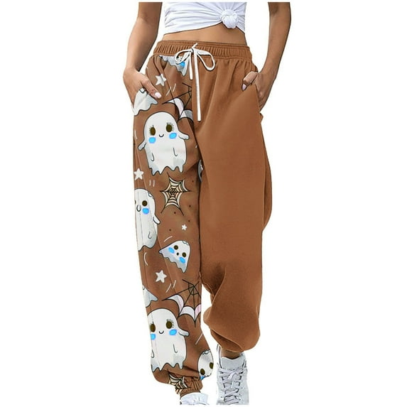 Halloween Pajama Pants for Women Loose Fit Wide Leg Trouser Pants Casual Elastic Waist Drawstring Palazzo Pants