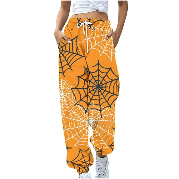 Halloween Pajama Pants for Women Loose Fit Wide Leg Trouser Pants Casual Elastic Waist Drawstring Palazzo Pants