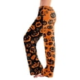 thumbnail image 1 of Halloween Pajama Pants for Women Loose Fit Wide Leg Trouser Pants Casual Elastic Waist Drawstring Palazzo Pants, 1 of 6