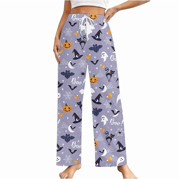 Halloween Pajama Pants for Women Men Couples Halloweens Pjs Pants Unisex Ghost Bat Pumpkin Pajama Bottom Sleepwear for Halloween Costume Party