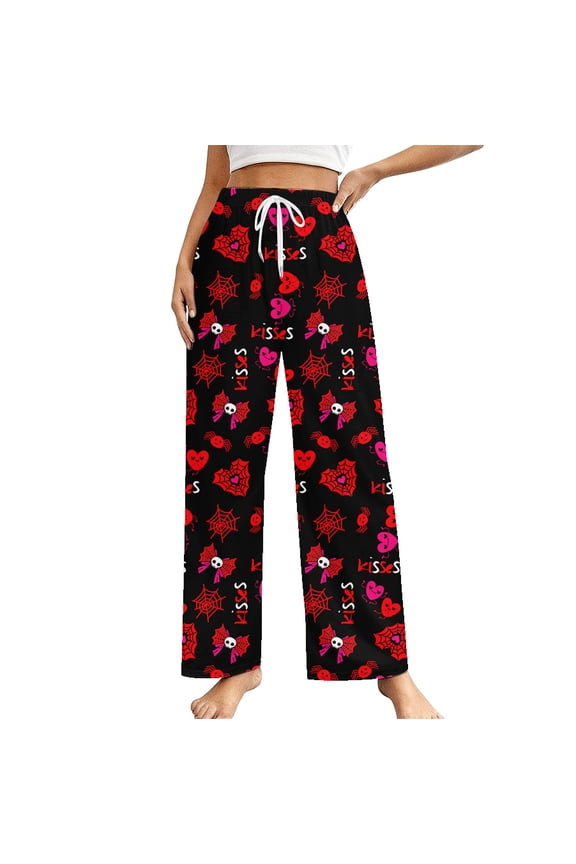 Halloween Pajama Pants for Women Men Couples Halloweens Spider Pjs Pants Unisex Ghost Pajama Bottom Sleepwear for Halloween Costume Party