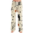 thumbnail image 1 of Halloween Pajama Pants for Women Pumpkin Castle Wide Leg Funny Pajama Pants Candy Witch Hat Elastic High Waist Horror Sleep Pants, 2XL, 1 of 5