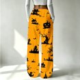 thumbnail image 1 of Halloween Pajama Pants for Women Spooky Pumpkin Ghost Lounge Bottoms Pjs Fall Halloween Jammies (Z003#-Yellow L), 1 of 5