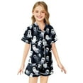thumbnail image 1 of Halloween Pajama Set Pumpkin Ghost Print Satin Pajamas Kids Girls Boys Short Sleeve Button-Down Sleepwear with Shorts Set Kids 6-7 YearsGirls Pajamas, 1 of 3