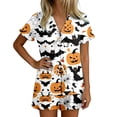 thumbnail image 1 of Halloween Pajama Set for Women Halloween Print Short Sleeve Top and Shorts 2 Piece Separate Casual Sleep Loungewear, 1 of 7