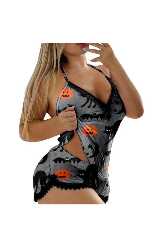 Halloween Pajama Set for Women Lightweight Graphic Spaghetti Strap Camisole Tops and Shorts 2 Piece Snuggly Sleepwear Slim Fit Womens Lounge Sets