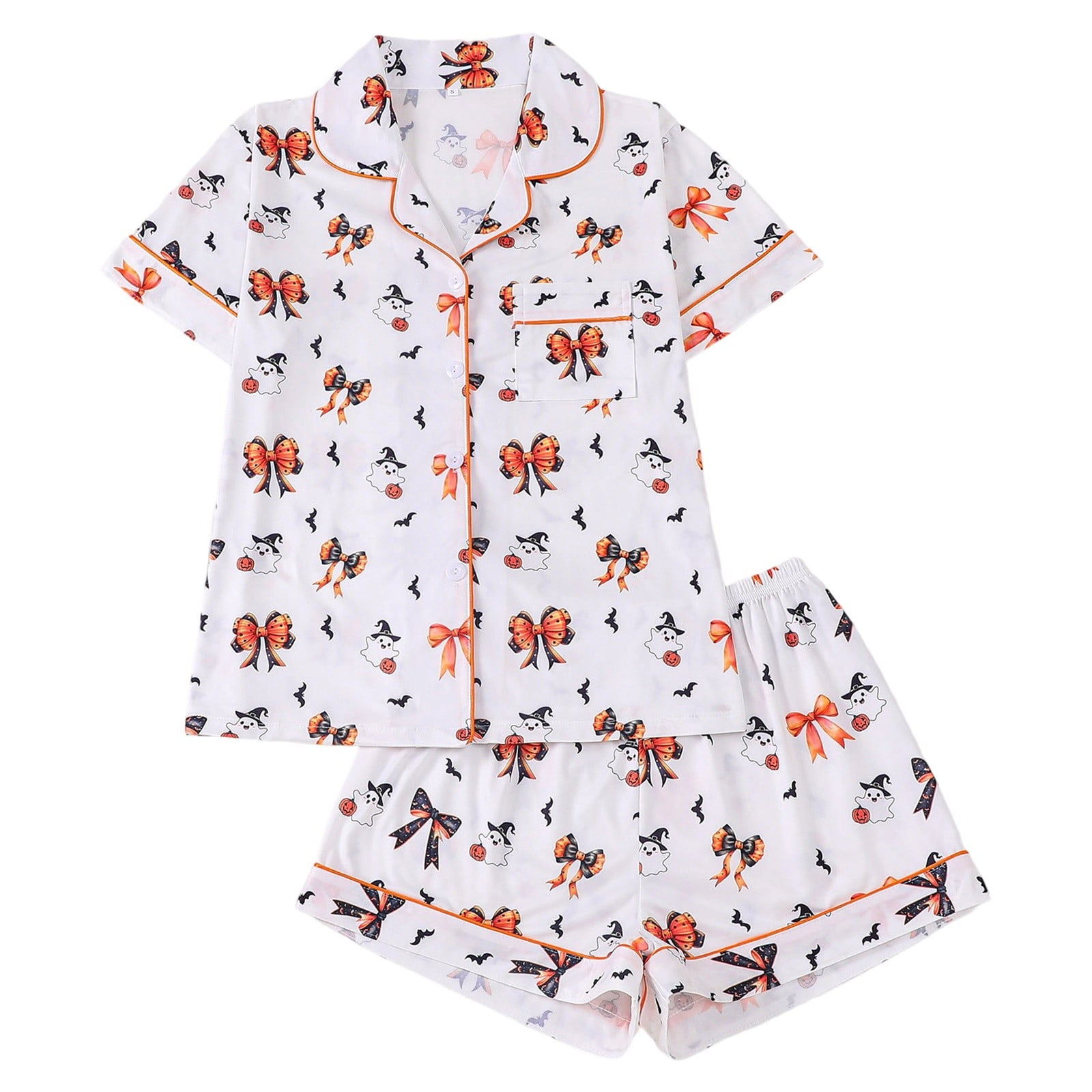 LYSINK Damen Halloween Schlafanzug - 2-teiliges Lounge Set Mit Kürbis Druck