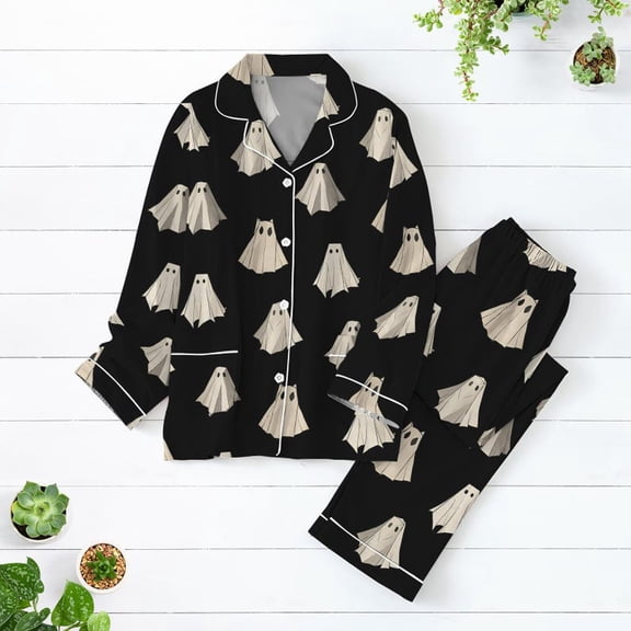 Halloween Pajamas, Boo Ghost Pajamas Set, Spooky Ghost Women Pajamas, Cute Ghost Holiday Pajamas, Fall Pajamas, Spooky Season Gift