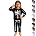 thumbnail image 1 of Halloween Pajamas Boys Crew Neck Unisex Long Sleeve Skeleton Pjs Soft Sleepwear Kids Loungewear Kids Pjs Girls Size 2-10 Years, 1 of 5