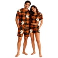 thumbnail image 1 of Halloween Pajamas Couples Matching Set, Pumpkin Ghost Buffalo Plaid Print Short Sleeve Crew Neck Top and Shorts, Soft Breathable Spooky Loungewear for His and Hers Halloween Parties, 1 of 6