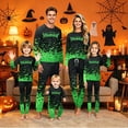 thumbnail image 1 of Halloween Pajamas, Family Matching Pajamas, Halloween Family Pajama Set Black Green Bat Gradient Long Sleeve Pants for Spooky Season, Halloween Pajamas for Family, 10 Years, 1 of 6