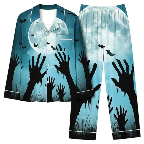 Halloween Pajamas For Women Set Long Sleeve Top And Pants Elastic Waistband Set With Pockets Loungewear Yoga Casual Wear Suit Multicolor J XL