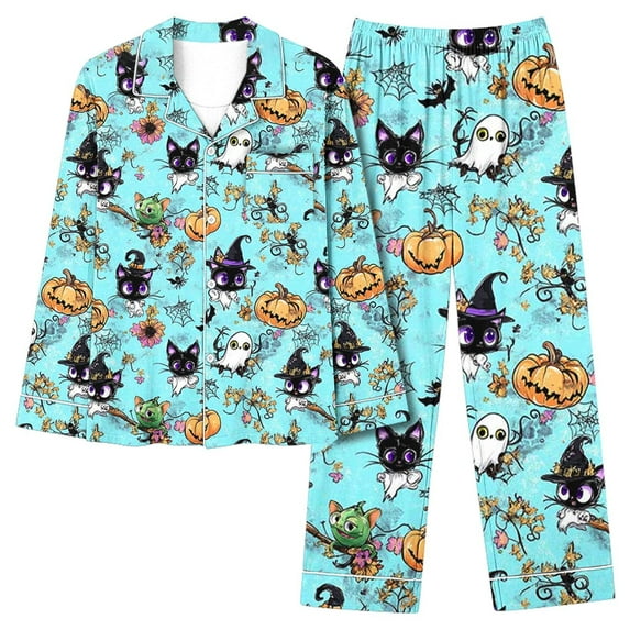 Halloween Pajamas For Women Set Long Sleeve Top And Pants Elastic Waistband Set With Pockets Loungewear Yoga Casual Wear Suit Multicolor K XL