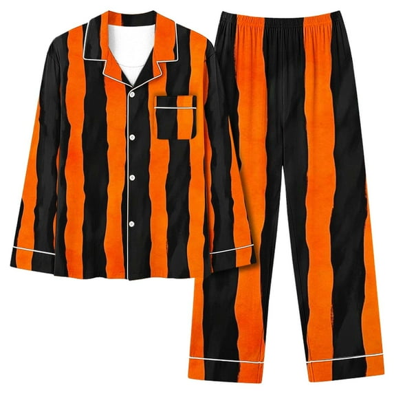 Halloween Pajamas For Women Set Long Sleeve Top And Pants Elastic Waistband Set With Pockets Loungewear Yoga Casual Wear Suit Multicolor V L