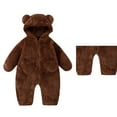 thumbnail image 1 of Halloween Pajamas for Girls Hooded Jumpsuit Fuzzy Flannel Winter Warm Rompers Bear Onesie One - Piece Kids Sleepwear for 0-3 Months, 1 of 4