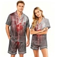thumbnail image 1 of Halloween Pajamas Halloween Couple Pajamas Matching Sets Button Up Pajamas Halloween Pj Set Spooky Pajamas Women Couples Pajamas Matching PJS for Couples His Hers Jammies Wife Husband, White, M, 1 of 5