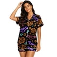 thumbnail image 1 of Halloween Pajamas Halloween Print Waist Button Short Sleeve Pajamas for Women Set, 1 of 4
