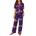 thumbnail image 1 of Halloween Pajamas Halloween Printed Short Sleeve Long Pants Pajamas for Women Set, 1 of 3
