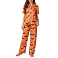 thumbnail image 1 of Halloween Pajamas Halloween Printed Short Sleeve Long Pants Pajamas for Women Set, 1 of 2