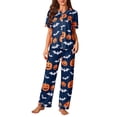 thumbnail image 1 of Halloween Pajamas Halloween Printed Short Sleeve Long Pants Pajamas for Women Set, 1 of 6