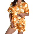 thumbnail image 1 of Halloween Pajamas Halloween Pumpkin Print Plus Size Button Nightwear Pajamas for Women Set, 1 of 2