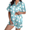 thumbnail image 1 of Halloween Pajamas Halloween Pumpkin Print Plus Size Button Nightwear Pajamas for Women Set, 1 of 3