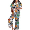 thumbnail image 1 of Halloween Pajamas Halloween Pumpkin Print Plus Size Wide Leg Button Pajamas for Women Set, 1 of 4