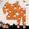 thumbnail image 1 of Halloween Pjs Set Pumpkin Ghost Bat Print Boys Pajamas Set Crewneck Soft Comfort Long Sleeve Top Pants Set Kids Girl Pajamas Size 5-6 Years, 1 of 3