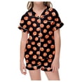 thumbnail image 1 of Halloween Pajamas Kids Size 5-6 Years Boys Girls Halloween Sleepwear Short Sleeve Top with Elastic Shorts Pjs for Girls Black, 1 of 6