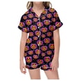 thumbnail image 1 of Halloween Pajamas Kids Size 5-6 Years Childrens Halloween Sleepwear Short Sleeve Top and Shorts Comfort Boys Pjs Black, 1 of 6