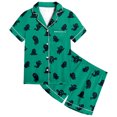 thumbnail image 1 of Halloween Pajamas Kids Size 6-7 Years Halloween Loungewear Short Sleeve Top and Shorts Cozy Set Pjs for Boys Green, 1 of 4