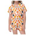 thumbnail image 1 of Halloween Pajamas Kids Size 7-8 Years Childrens Casual Loungewear Short Sleeve Top and Shorts Cozy Set Pjs for Boys White, 1 of 6
