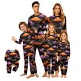 thumbnail image 1 of Halloween Pajamas Set Pumpkin Print Sleepwear Holiday Loungewear Outfit,Allover Orange Purple Cloud Pattern Long Sleeve Top Pants Soft Apparel,Festive Autumn Nightwear Cozy Housewear, 1 of 7