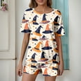 thumbnail image 1 of Halloween Pajamas Women 2 Piece Milk Fiber Soft Sleepwear Outfits Pumpkin Ghost Printed Button Down Womens Short Sets Loungewear For Women Womens Matching Sets, 1 of 3