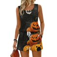 thumbnail image 1 of Halloween Pajamas Women 2 Piece Short Sets for Women Halloween Pajama Set Matching Pajamas Halloween Pjs Womens Pajama Sets Sleeveless Tank Top and Shorts Pj Set Sleepwear, Black, L, 1 of 6